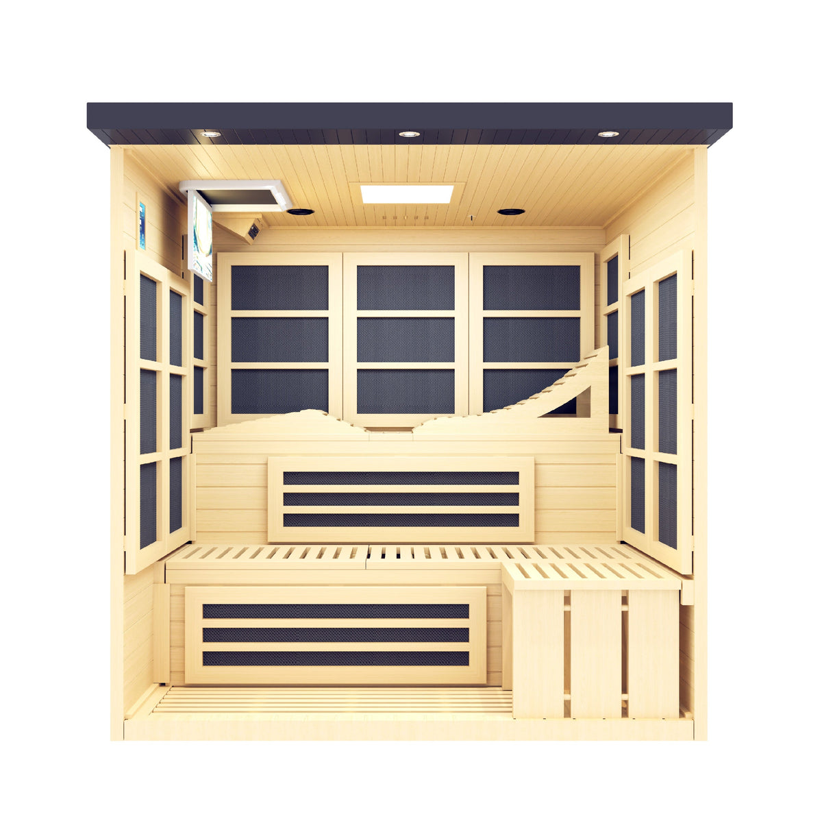 Golden Designs Monaco | 6-Person Infrared Indoor Sauna | GDI-6996-02 Elite Black | Canadian Hemlock