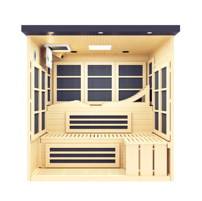 Golden Designs Monaco | 6-Person Infrared Indoor Sauna | GDI-6996-02 Elite Black | Canadian Hemlock