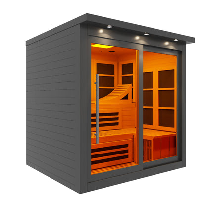 Golden Designs Monaco | 6-Person Infrared Indoor Sauna | GDI-6996-02 Elite Black | Canadian Hemlock