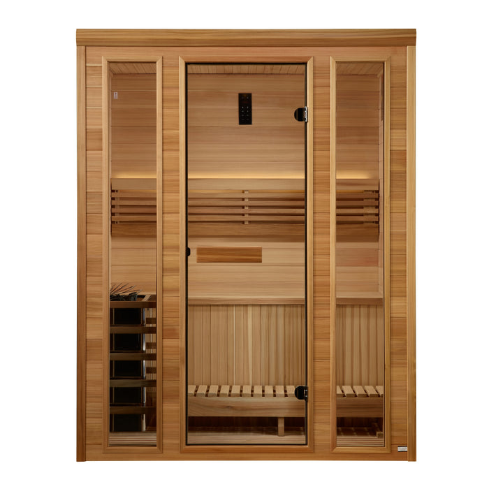 Golden Designs 2025 "Andermatt" Edition Indoor Traditional Steam Sauna | GDI-7030-01 | 3 Person | Pacific Premium Clear Cedar | Home Spa