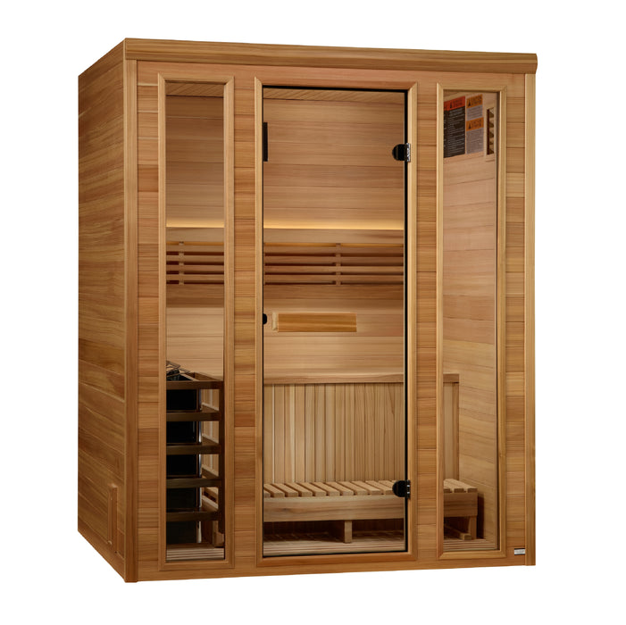 Golden Designs 2025 "Andermatt" Edition Indoor Traditional Steam Sauna | GDI-7030-01 | 3 Person | Pacific Premium Clear Cedar | Home Spa