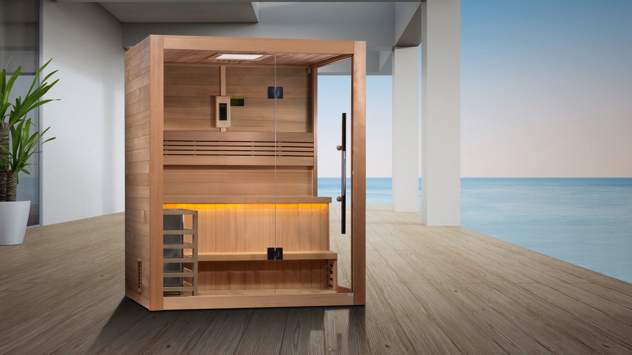 Golden Designs "Hanko" Edition Traditional Indoor Sauna | GDI-7202-01 | 2-3 Person | Canadian Red Cedar Interior | Home Spa