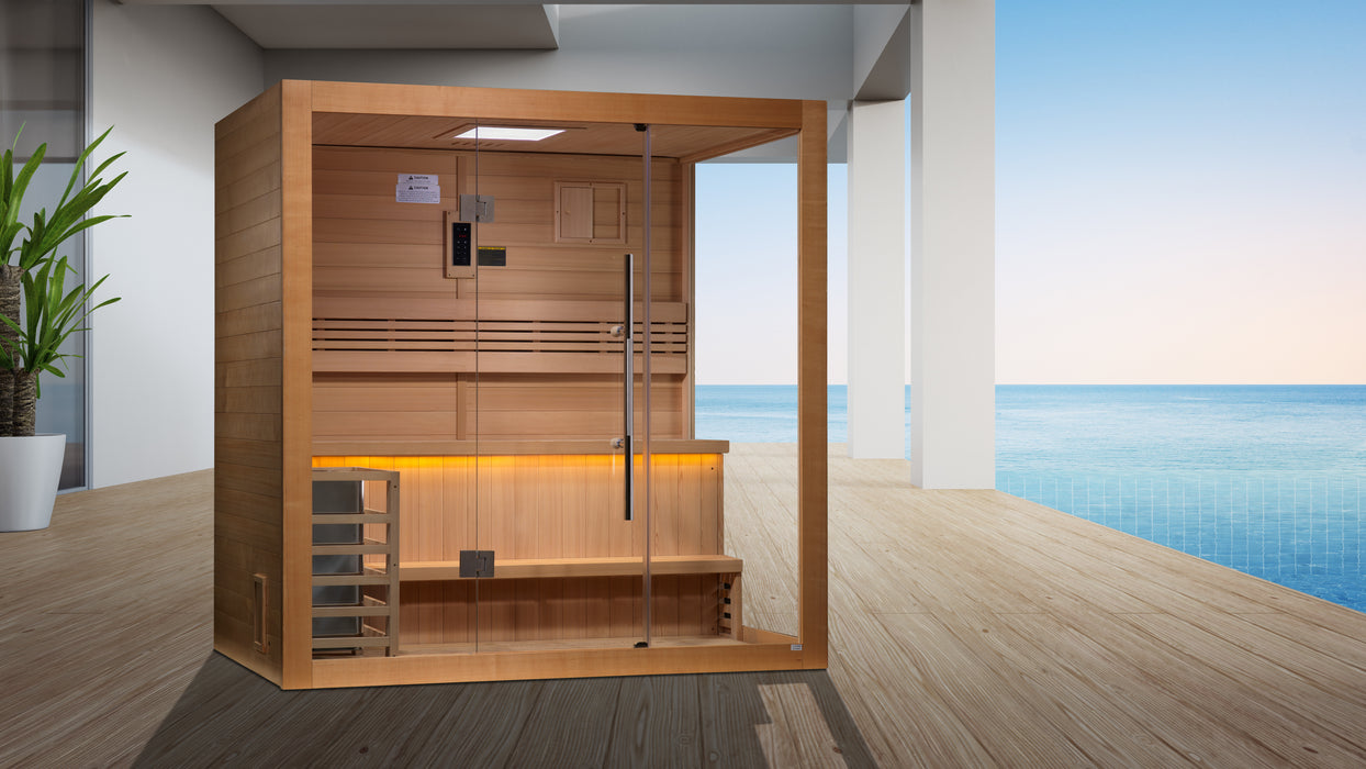 Golden Designs "Forssa" Edition Traditional Indoor Sauna | GDI-7203-01 | 3-4 Person | Canadian Red Cedar Interior | Home Spa