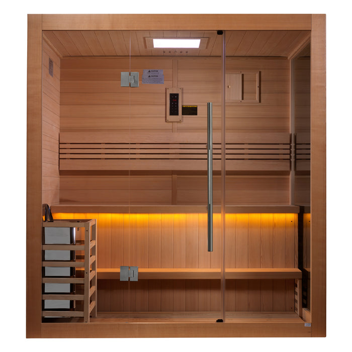 Golden Designs "Forssa" Edition Traditional Indoor Sauna | GDI-7203-01 | 3-4 Person | Canadian Red Cedar Interior | Home Spa