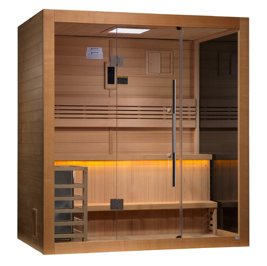 Golden Designs "Forssa" Edition Traditional Indoor Sauna | GDI-7203-01 | 3-4 Person | Canadian Red Cedar Interior | Home Spa