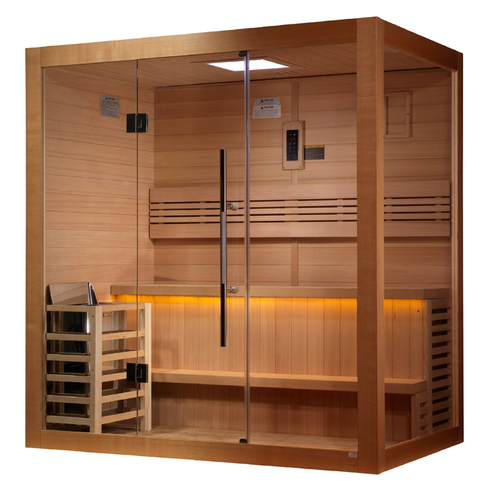 Golden Designs "Forssa" Edition Traditional Indoor Sauna | GDI-7203-01 | 3-4 Person | Canadian Red Cedar Interior | Home Spa