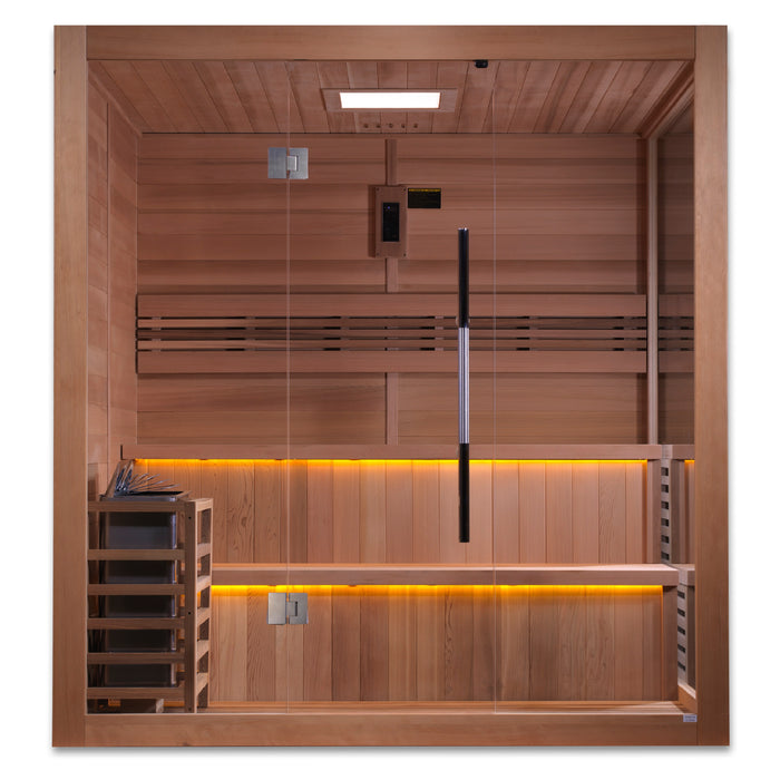 Golden Designs "Kuusamo" Edition Traditional Indoor Sauna | GDI-7206-01 | 6 Person | Canadian Red Cedar Interior | Home Spa