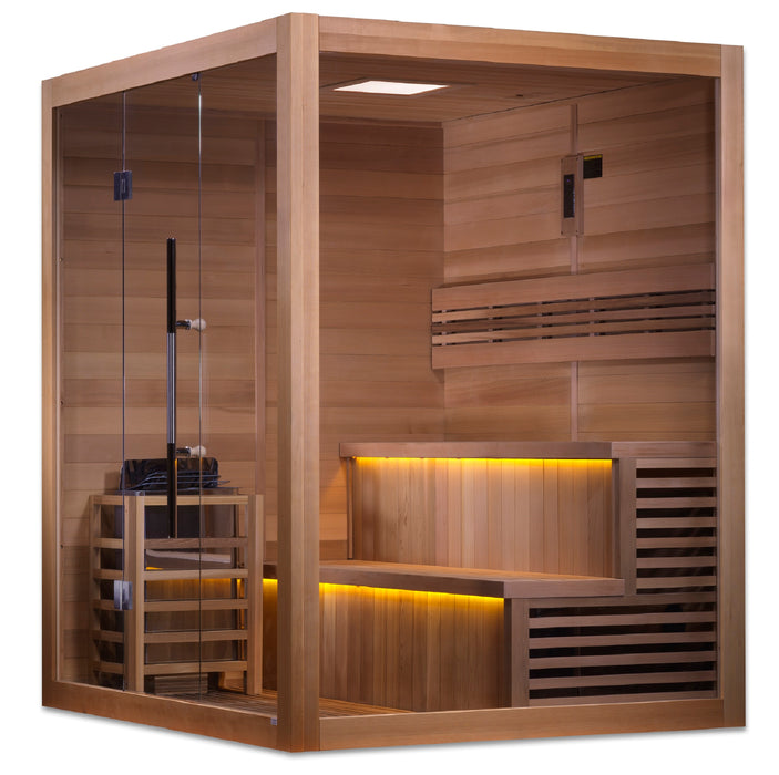 Golden Designs "Kuusamo" Edition Traditional Indoor Sauna | GDI-7206-01 | 6 Person | Canadian Red Cedar Interior | Home Spa