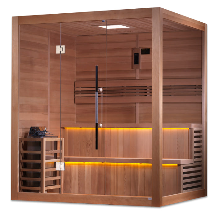 Golden Designs "Kuusamo" Edition Traditional Indoor Sauna | GDI-7206-01 | 6 Person | Canadian Red Cedar Interior | Home Spa