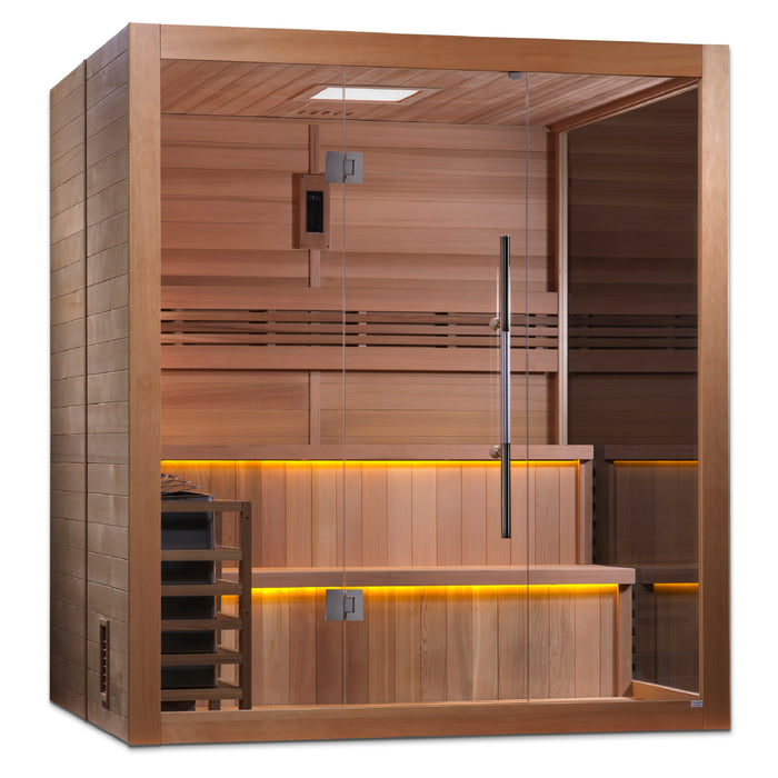 Golden Designs "Kuusamo" Edition Traditional Indoor Sauna | GDI-7206-01 | 6 Person | Canadian Red Cedar Interior | Home Spa