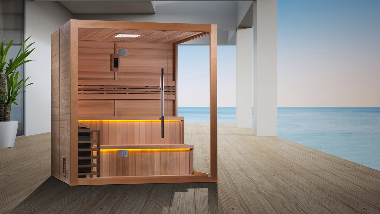 Golden Designs "Kuusamo" Edition Traditional Indoor Sauna | GDI-7206-01 | 6 Person | Canadian Red Cedar Interior | Home Spa