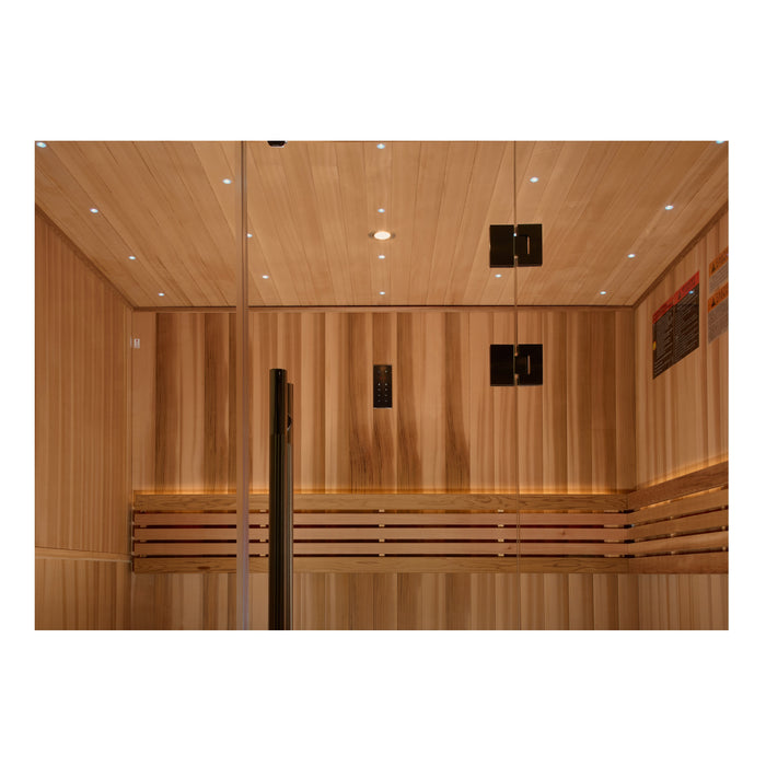 Golden Designs 2025 "Copenhagen" Traditional Indoor Sauna | GDI-7389-02 | 3 Person | Canadian Red Cedar Interior