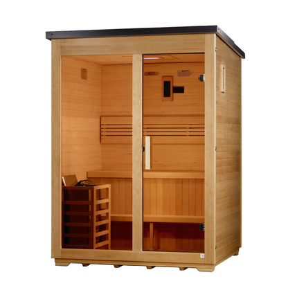 Golden Designs Arlberg Flat Roof | 3-Person Traditional Outdoor Sauna | GDI-8003-01 | Canadian Hemlock