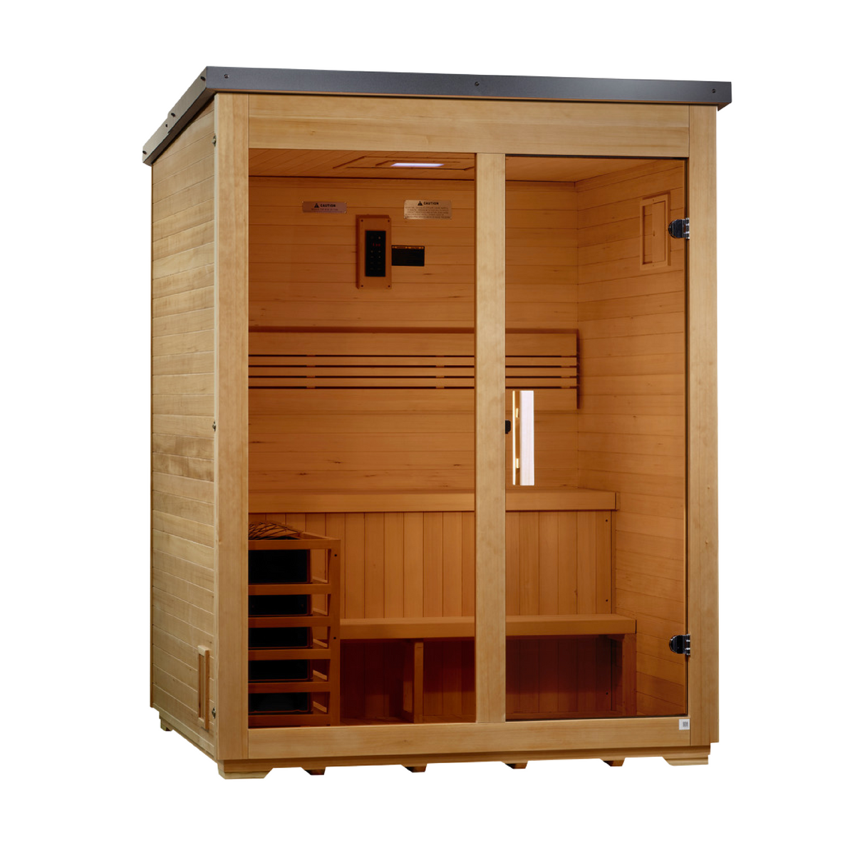 Golden Designs Arlberg Flat Roof | 3-Person Traditional Outdoor Sauna | GDI-8003-01 | Canadian Hemlock