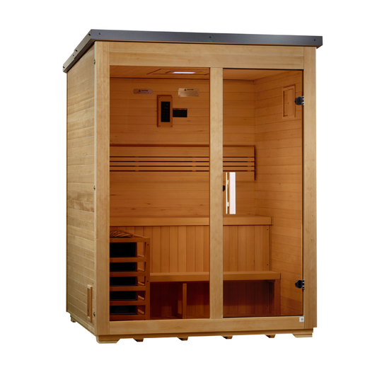Golden Designs Arlberg Flat Roof | 3-Person Traditional Outdoor Sauna | GDI-8003-01 | Canadian Hemlock