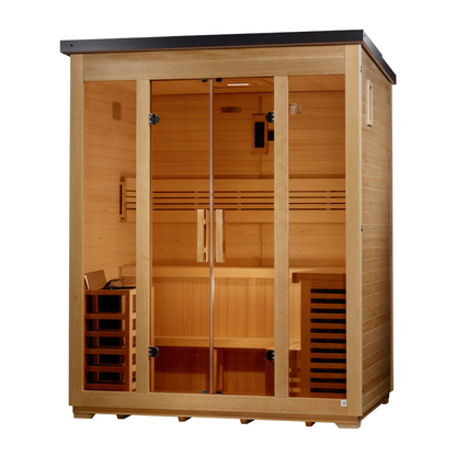 Golden Designs Vorarlberg Flat Roof | 5-Person Traditional Outdoor Sauna | GDI-8005-01 | Canadian Hemlock