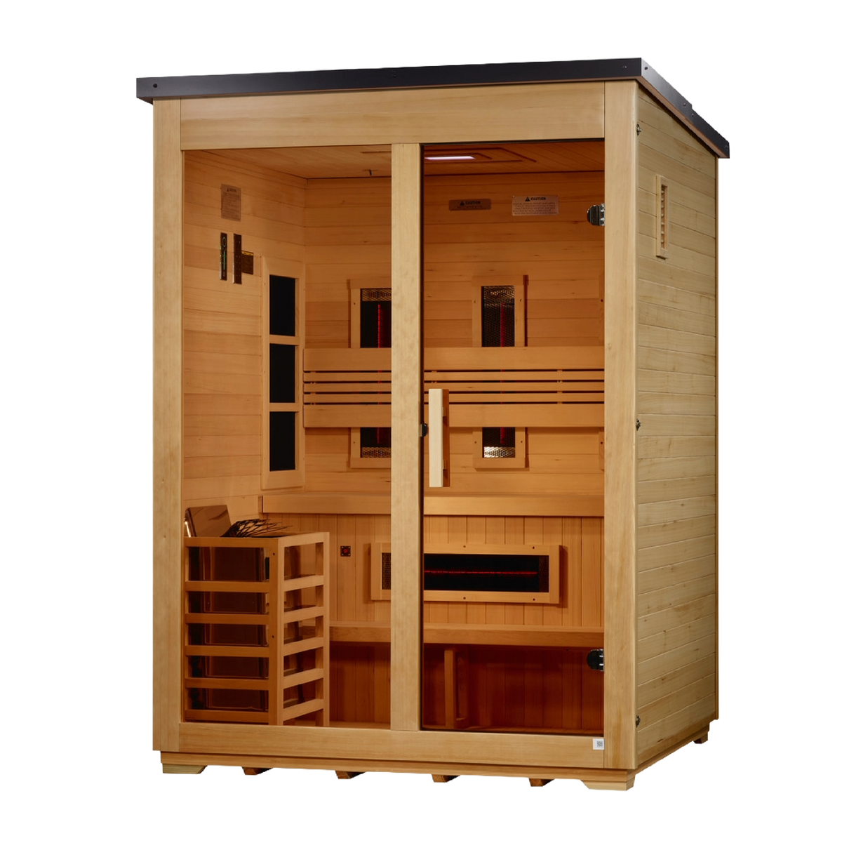 Golden Designs Carinthia Flat Roof | 3-Person Hybrid Outdoor Sauna | GDI-8023-01 | Canadian Hemlock