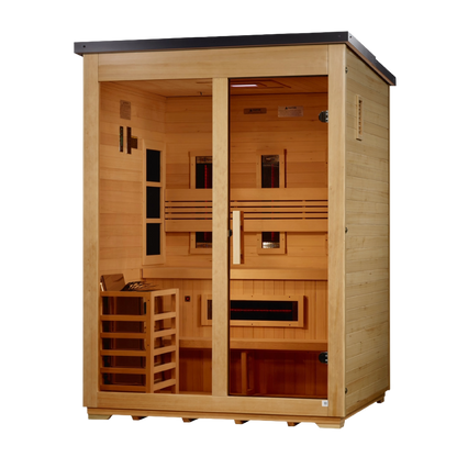 Golden Designs Carinthia Flat Roof | 3-Person Hybrid Outdoor Sauna | GDI-8023-01 | Canadian Hemlock