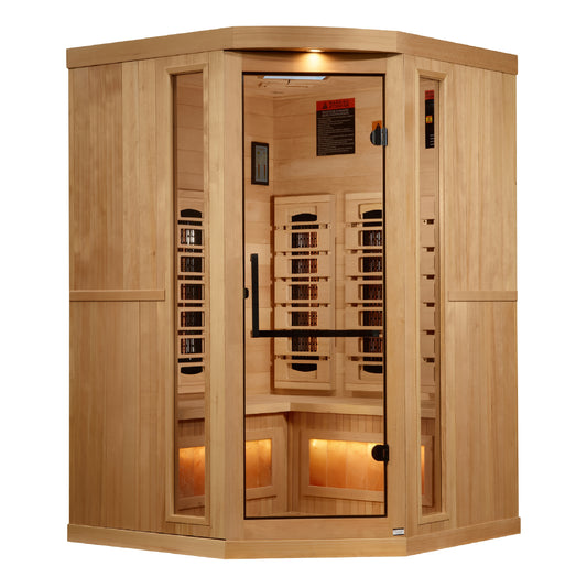 Golden Designs Reserve Edition Full Spectrum Infrared Indoor Sauna with Himalayan Salt Bar | GDI-8035-03 | 3 Person | Natural Reforested Canadian Hemlock