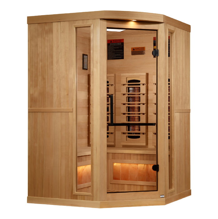 Golden Designs 2025 Reserve Edition Full Spectrum Indoor Sauna with Himalayan Salt Bar | GDI-8035-03 | 3 Person | Natural Reforested Canadian Hemlock