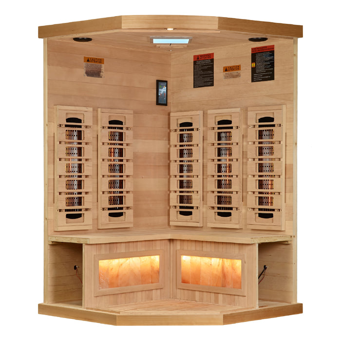 Golden Designs 2025 Reserve Edition Full Spectrum Indoor Sauna with Himalayan Salt Bar | GDI-8035-03 | 3 Person | Natural Reforested Canadian Hemlock