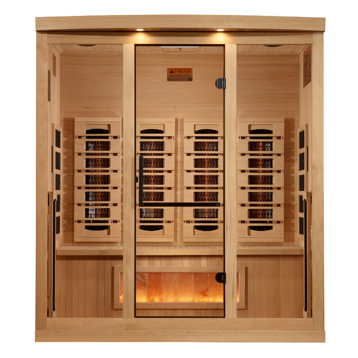 Golden Designs 2025 Reserve Edition Full Spectrum Indoor Sauna with Himalayan Salt Bar | GDI-8040-03 | 4 Person | Natural Reforested Canadian Hemlock