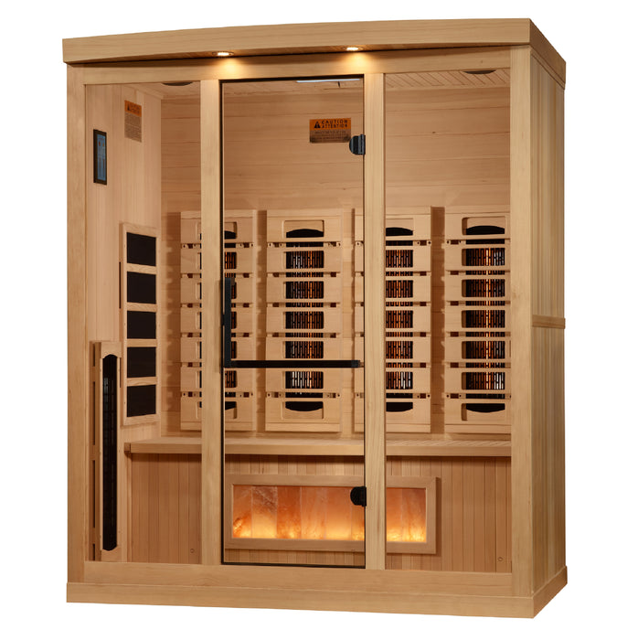 Golden Designs 2025 Reserve Edition Full Spectrum Indoor Sauna with Himalayan Salt Bar | GDI-8040-03 | 4 Person | Natural Reforested Canadian Hemlock