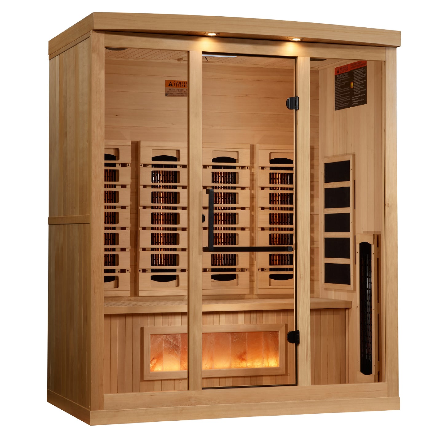PRE-ORDER JUNE 2026: Golden Designs 2025 Reserve Edition Full Spectrum Infrared Indoor Sauna with Himalayan Salt Bar | GDI-8040-03 | 4 Person | Natural Reforested Canadian Hemlock