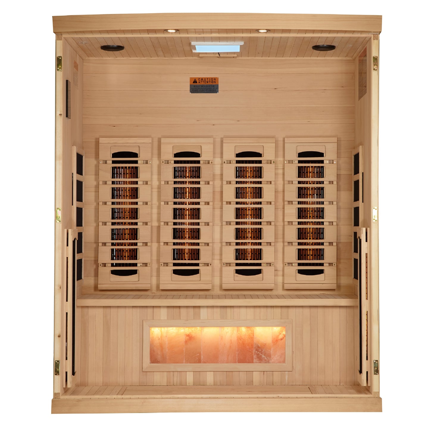 PRE-ORDER JUNE 2026: Golden Designs 2025 Reserve Edition Full Spectrum Infrared Indoor Sauna with Himalayan Salt Bar | GDI-8040-03 | 4 Person | Natural Reforested Canadian Hemlock
