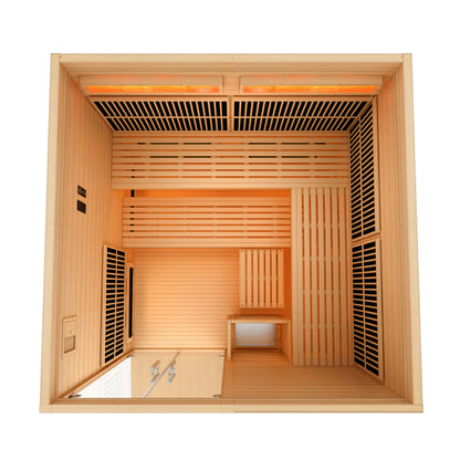 Golden Designs "Toledo" Indoor Hybrid Sauna | Full Spectrum Infrared + Harvia Traditional Stove | GDI-8360-01 | 6-Person