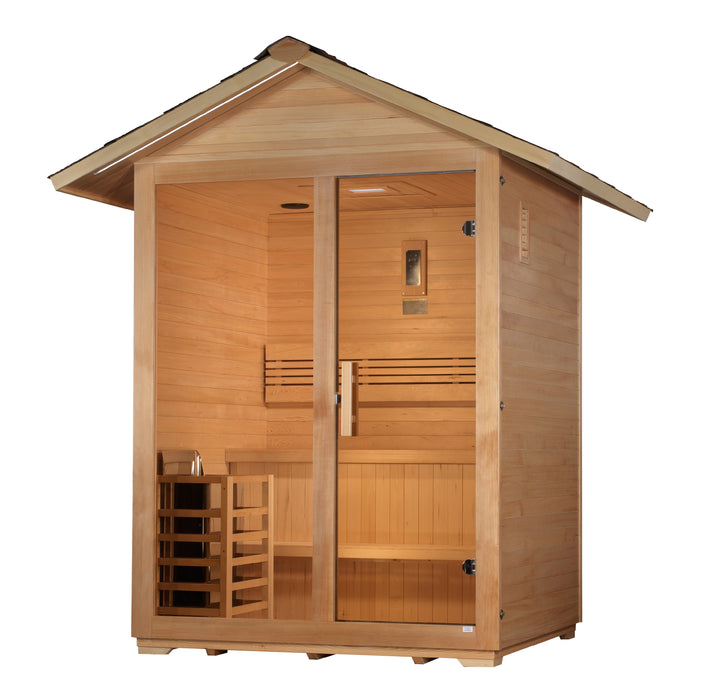 Golden Designs "Arlberg" Traditional Outdoor Sauna | GDI-8103-01 | 3 Person | 100% Natural Reforested Canadian Hemlock