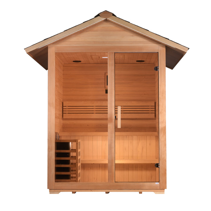 Golden Designs "Arlberg" Traditional Outdoor Sauna | GDI-8103-01 | 3 Person | 100% Natural Reforested Canadian Hemlock