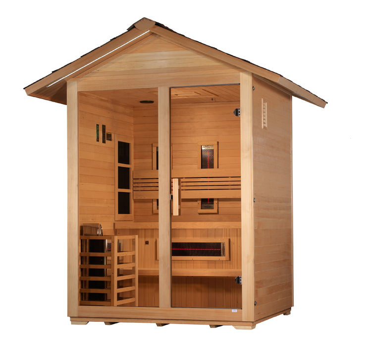 Golden Designs "Carinthia" Hybrid PureTech™ Full Spectrum Infrared or Traditional Stove Outdoor Sauna | GDI-8123-01 | 3 Person