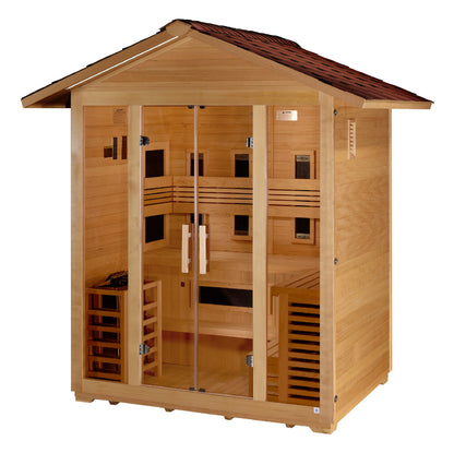 Golden Designs "Gargellen" Hybrid PureTech™ Full Spectrum Infrared or Traditional Stove Outdoor Sauna | GDI-8125-01 | 5 Person