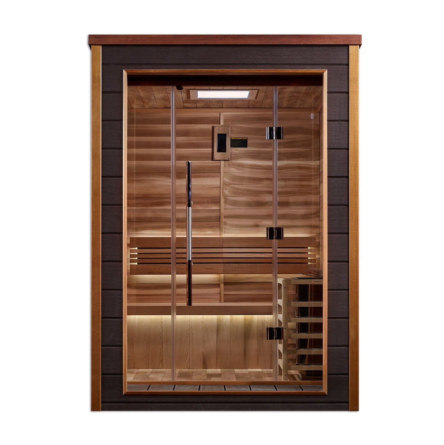 Golden Designs "Narvik" Outdoor-Indoor Traditional Sauna | GDI-8202-01 | 2 Person | Canadian Red Cedar Interior | Home Spa