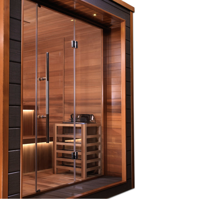 Golden Designs "Bergen" Outdoor-Indoor Traditional Sauna | GDI-8206-01 | 6 Person | Canadian Red Cedar Interior | Home Spa