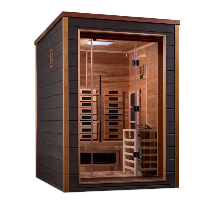 Golden Designs "Nora" Outdoor-Indoor PureTech™ Hybrid Full Spectrum Sauna | GDI-8222-01 | 2 Person | Canadian Red Cedar Interior | Home Spa