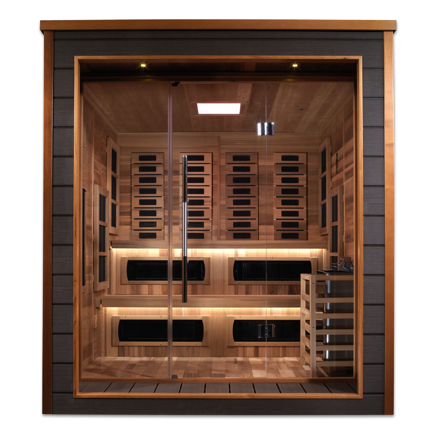 Golden Designs "Karlstad" Outdoor-Indoor PureTech™ Hybrid Full Spectrum Sauna | GDI-8226-01 | 6 Person | Canadian Red Cedar Interior | Home Spa