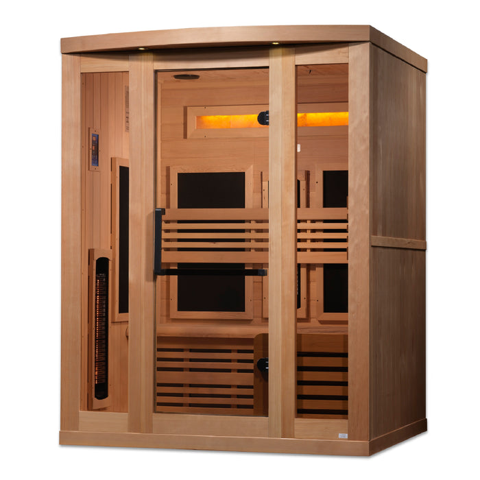 Golden Designs Reserve Edition Full Spectrum Indoor Sauna with Himalayan Salt Bar | GDI-8230-01 | 3 Person | Natural Reforested Canadian Hemlock