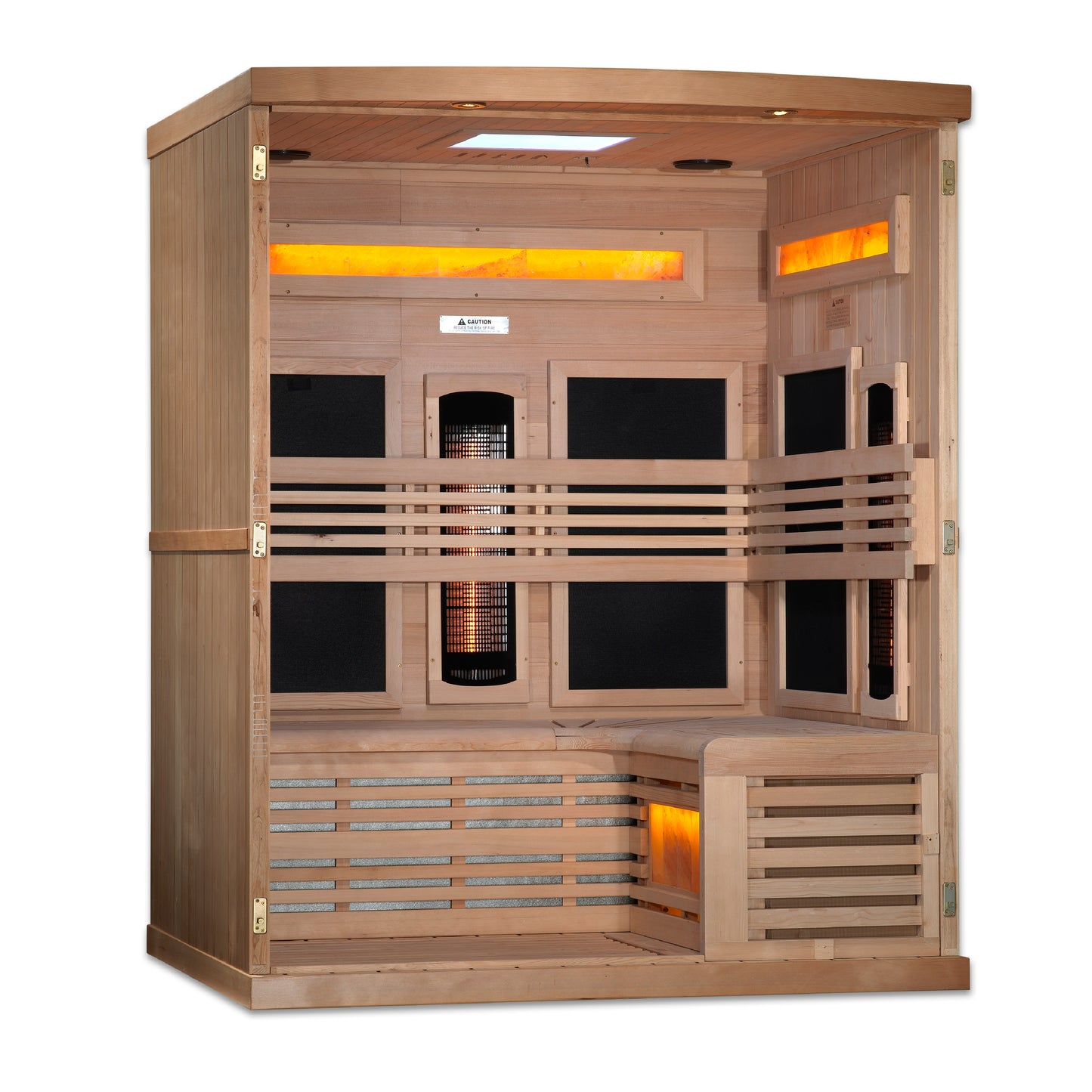 Golden Designs Reserve Edition Full Spectrum Infrared Indoor Sauna with Himalayan Salt Bar | GDI-8230-01 | 3 Person | Natural Reforested Canadian Hemlock