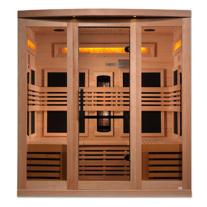 Golden Designs Reserve Edition Full Spectrum Infrared Indoor Sauna with Himalayan Salt Bar | GDI-8260-01  | 6 Person | Natural Reforested Canadian Hemlock