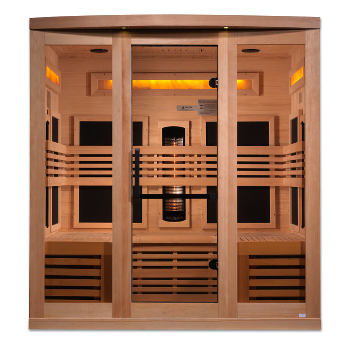 Golden Designs Reserve Edition Full Spectrum Indoor Sauna with Himalayan Salt Bar | GDI-8260-01  | 6 Person | Natural Reforested Canadian Hemlock