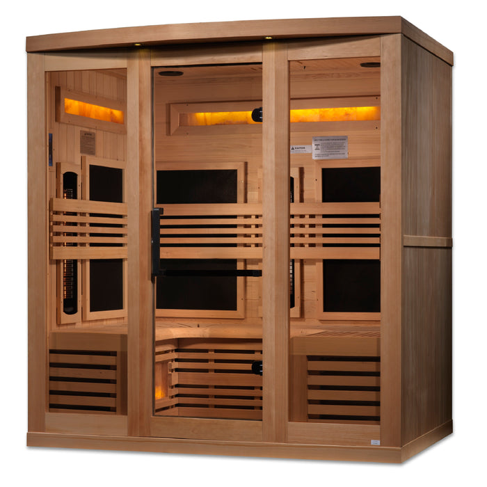 Golden Designs Reserve Edition Full Spectrum Indoor Sauna with Himalayan Salt Bar | GDI-8260-01  | 6 Person | Natural Reforested Canadian Hemlock