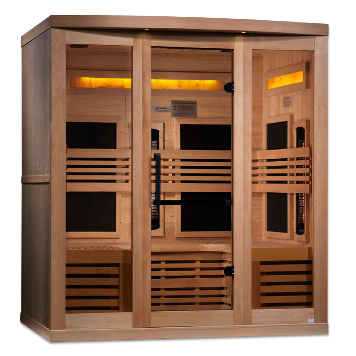 Golden Designs Reserve Edition Full Spectrum Indoor Sauna with Himalayan Salt Bar | GDI-8260-01  | 6 Person | Natural Reforested Canadian Hemlock