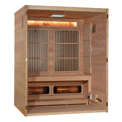Golden Designs 2025 "Soria" Hybrid Indoor Sauna | Full Spectrum and Harvia Traditional Stove | GDI-8330-01 | 3 Person