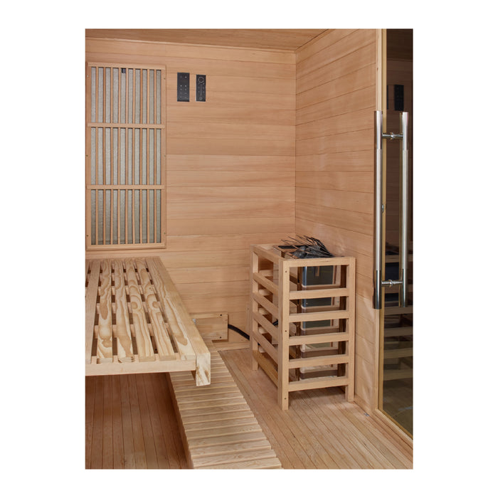 Golden Designs 2025 "Soria" Hybrid Indoor Sauna | Full Spectrum and Harvia Traditional Stove | GDI-8330-01 | 3 Person