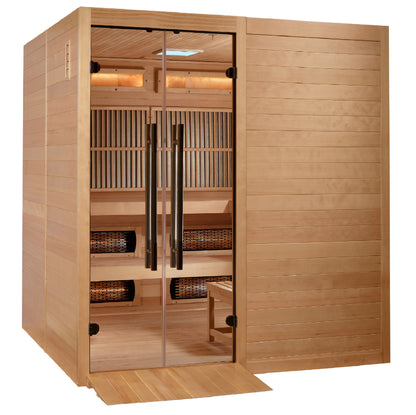 Golden Designs "Toledo" Indoor Hybrid Sauna | Full Spectrum Infrared + Harvia Traditional Stove | GDI-8360-01 | 6-Person