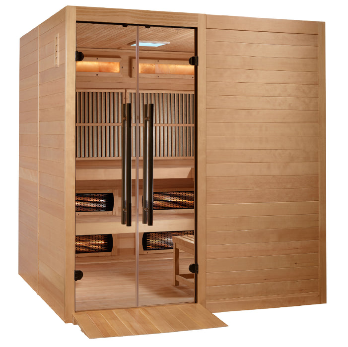 Golden Designs "Toledo" Indoor Hybrid Sauna | Full Spectrum & Harvia Traditional Stove |GDI-8360-01|6 Person