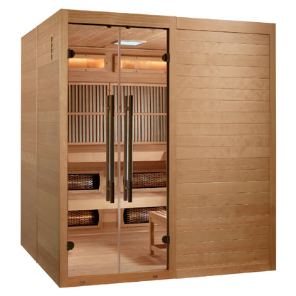 Golden Designs "Toledo" Indoor Hybrid Sauna | Full Spectrum Infrared + Harvia Traditional Stove | GDI-8360-01 | 6-Person