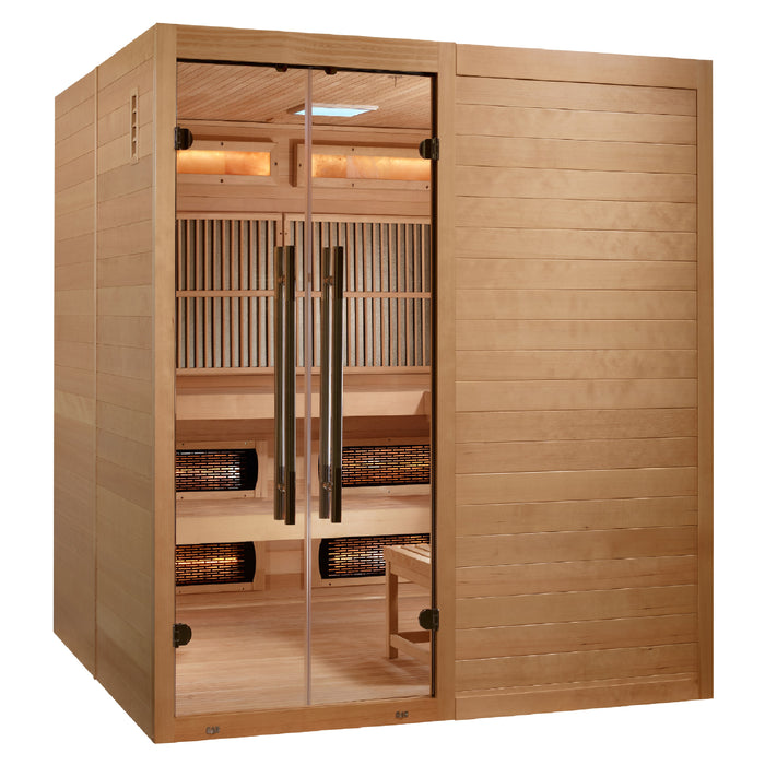 Golden Designs "Toledo" Indoor Hybrid Sauna | Full Spectrum & Harvia Traditional Stove |GDI-8360-01|6 Person